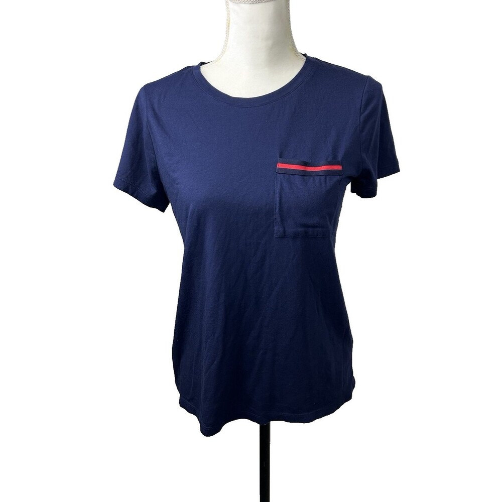 Lauren Ralph Lauren Cotton Blend Navy Blue Preppy Short Sleeve Crewneck Tee -Med
